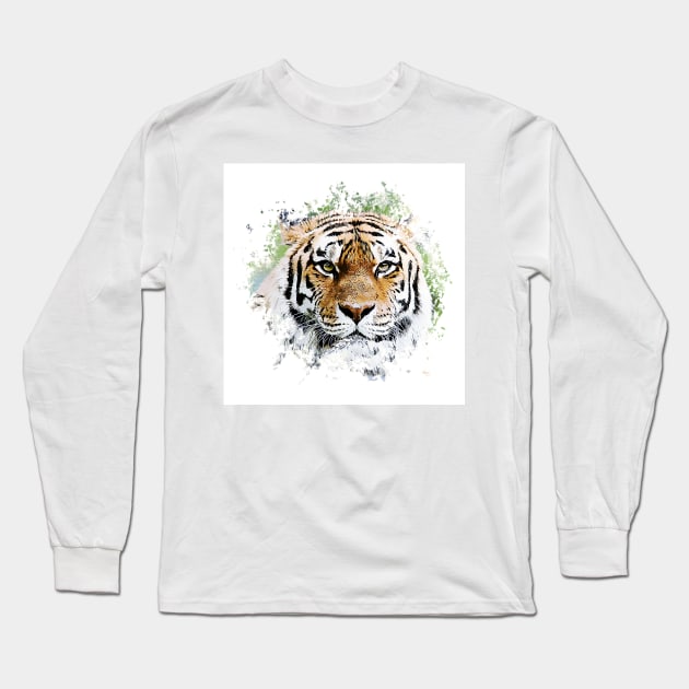 The Majestic Thinking Tiger Long Sleeve T-Shirt by Naumovski